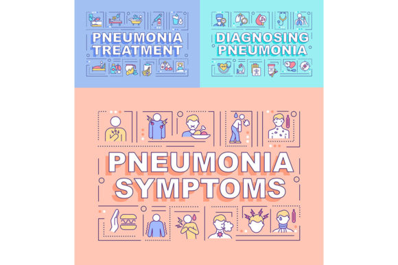 Pneumonia Word Concepts Banner Set: A Practical Design Resource for Visual Storytelling